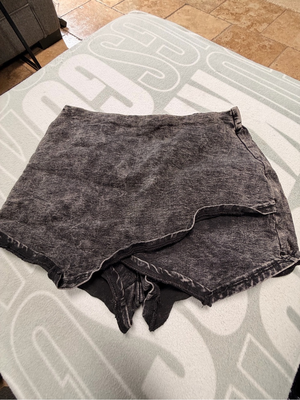 MIA Washed Black Layered Skort Shorts